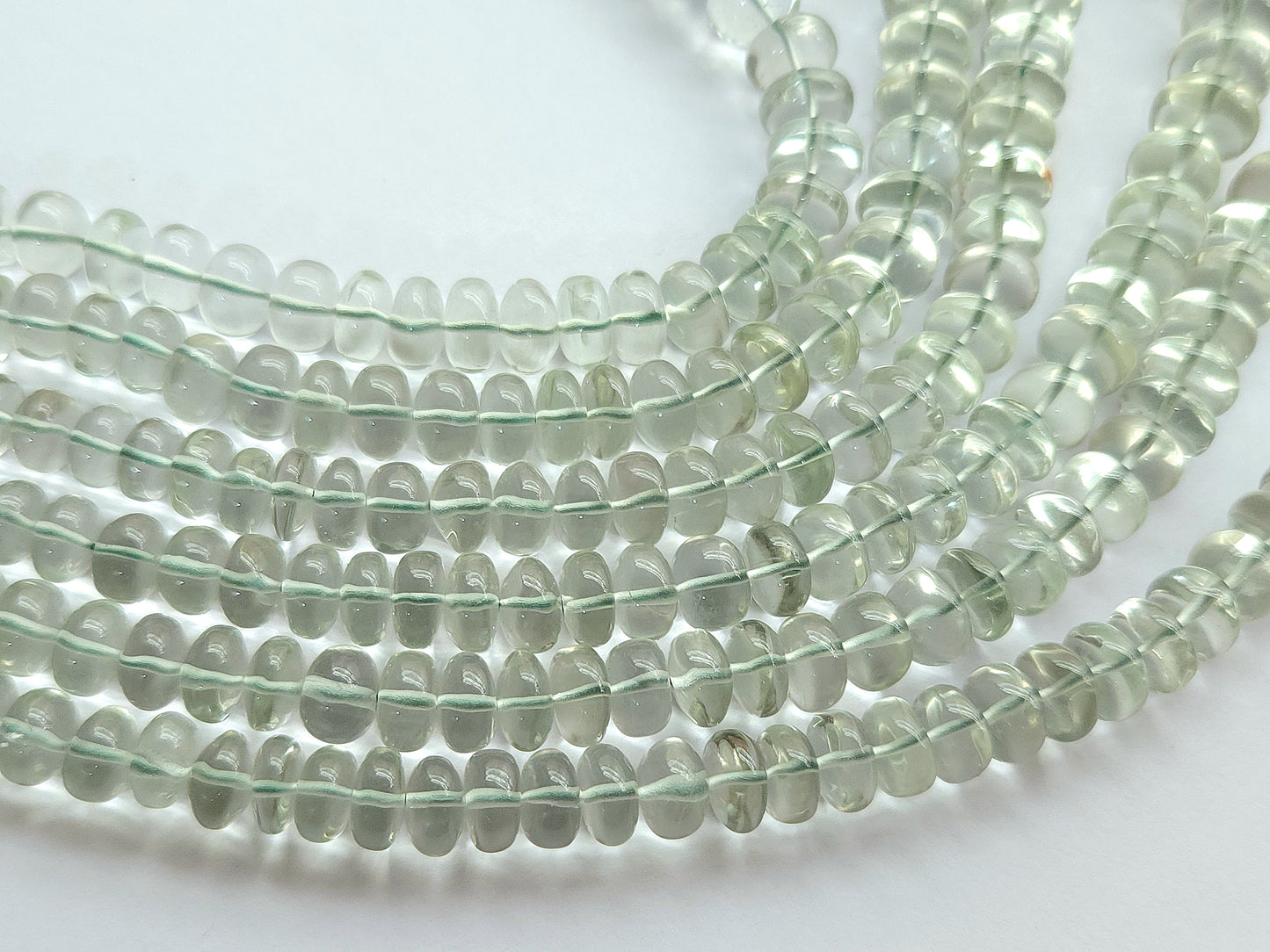 Green Amethyst Smooth Rondelle Beads