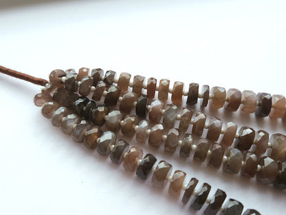 Chocolate Moonstone Faceted Heishi Beads
