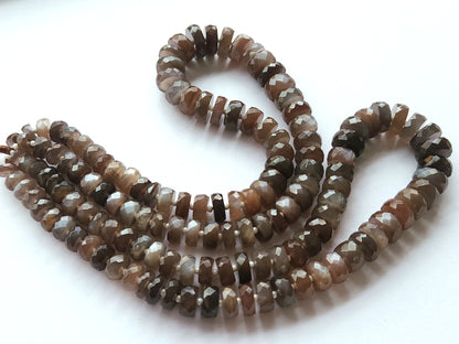 Chocolate Moonstone Faceted Heishi Beads