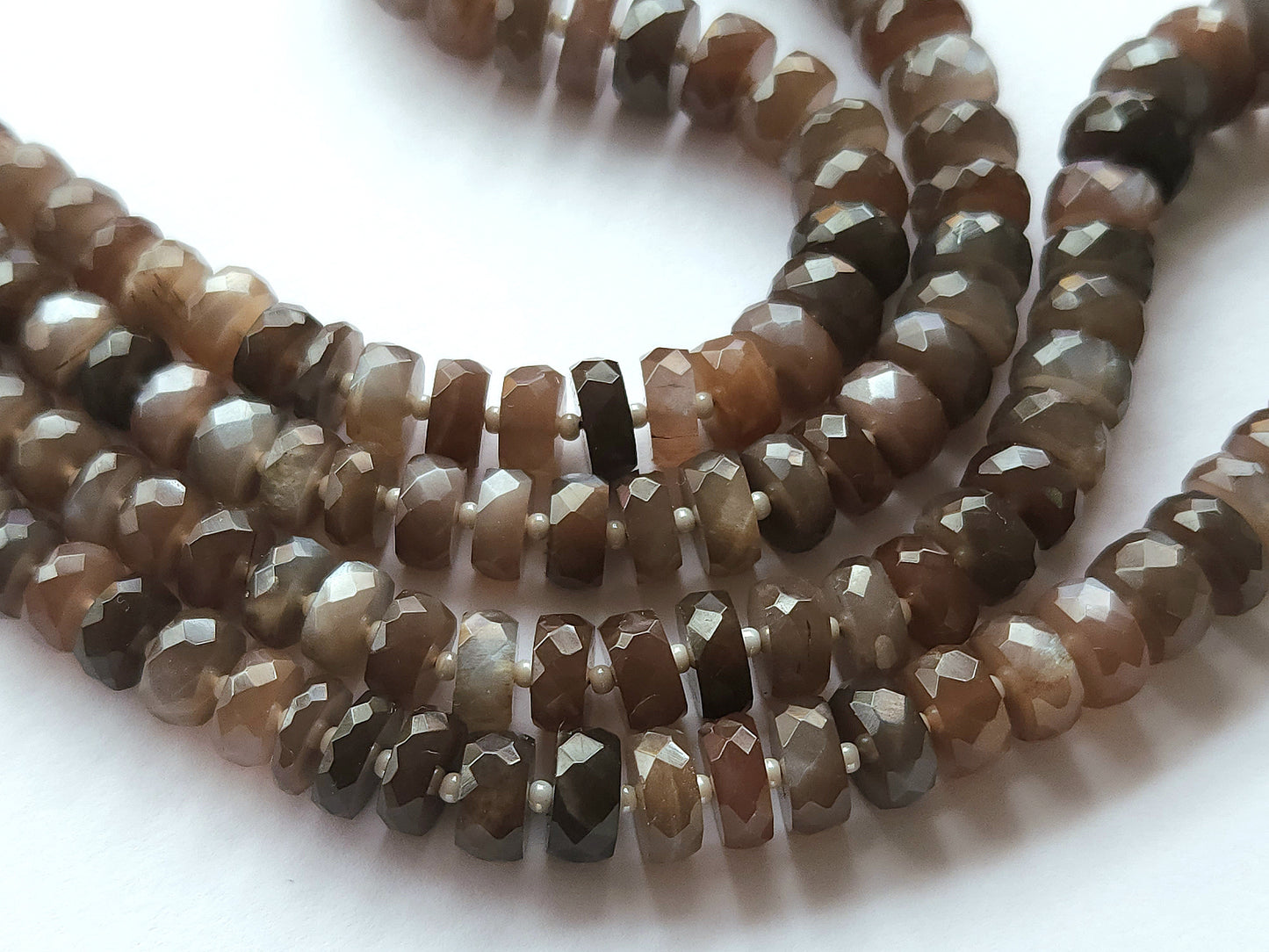 Chocolate Moonstone Faceted Heishi Beads