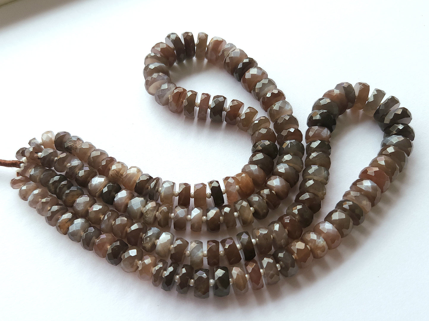 Chocolate Moonstone Faceted Heishi Beads