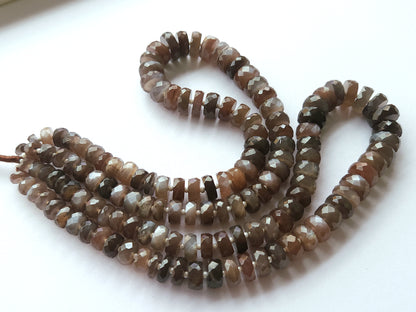 Chocolate Moonstone Faceted Heishi Beads