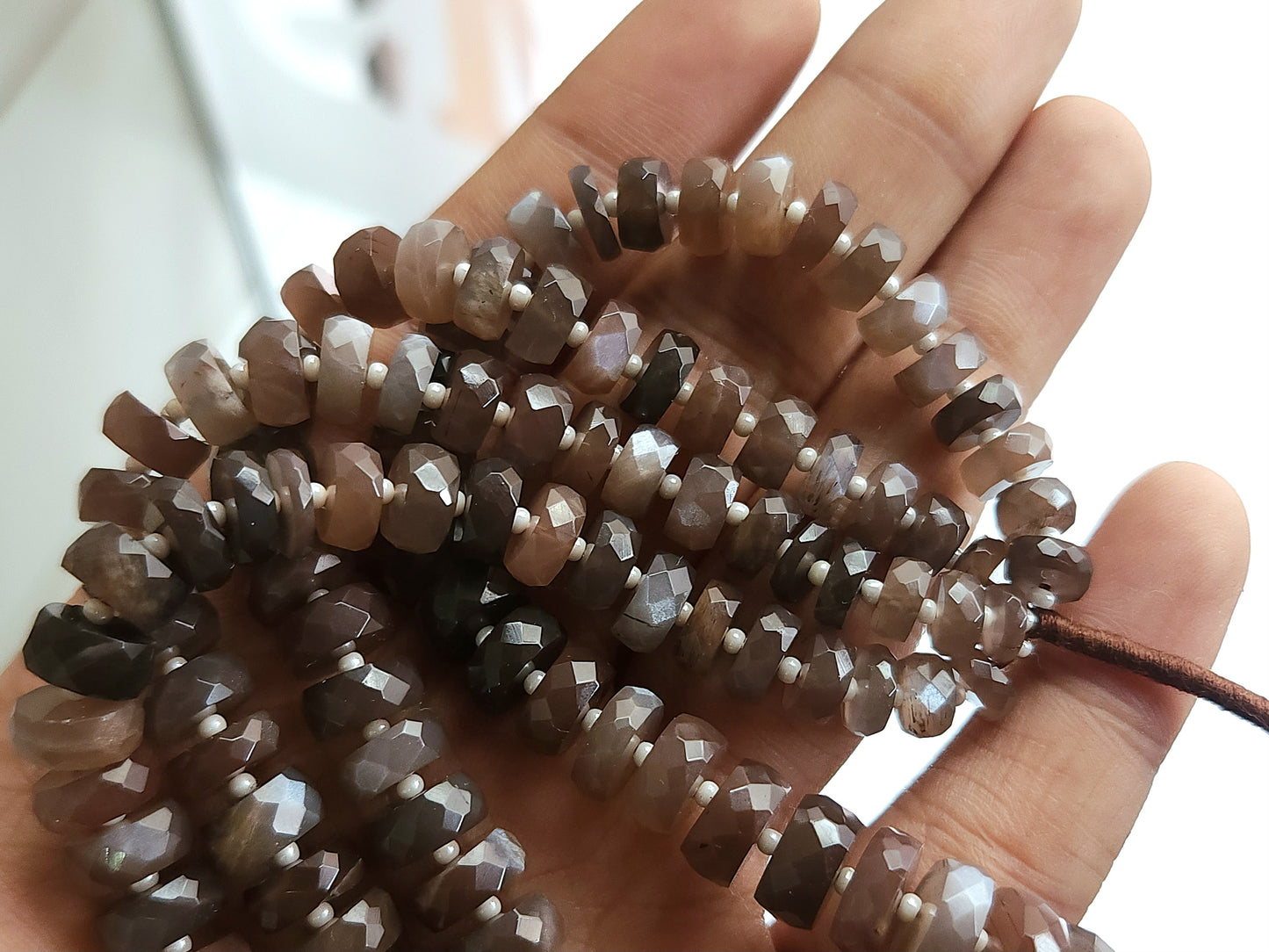 Chocolate Moonstone Faceted Heishi Beads