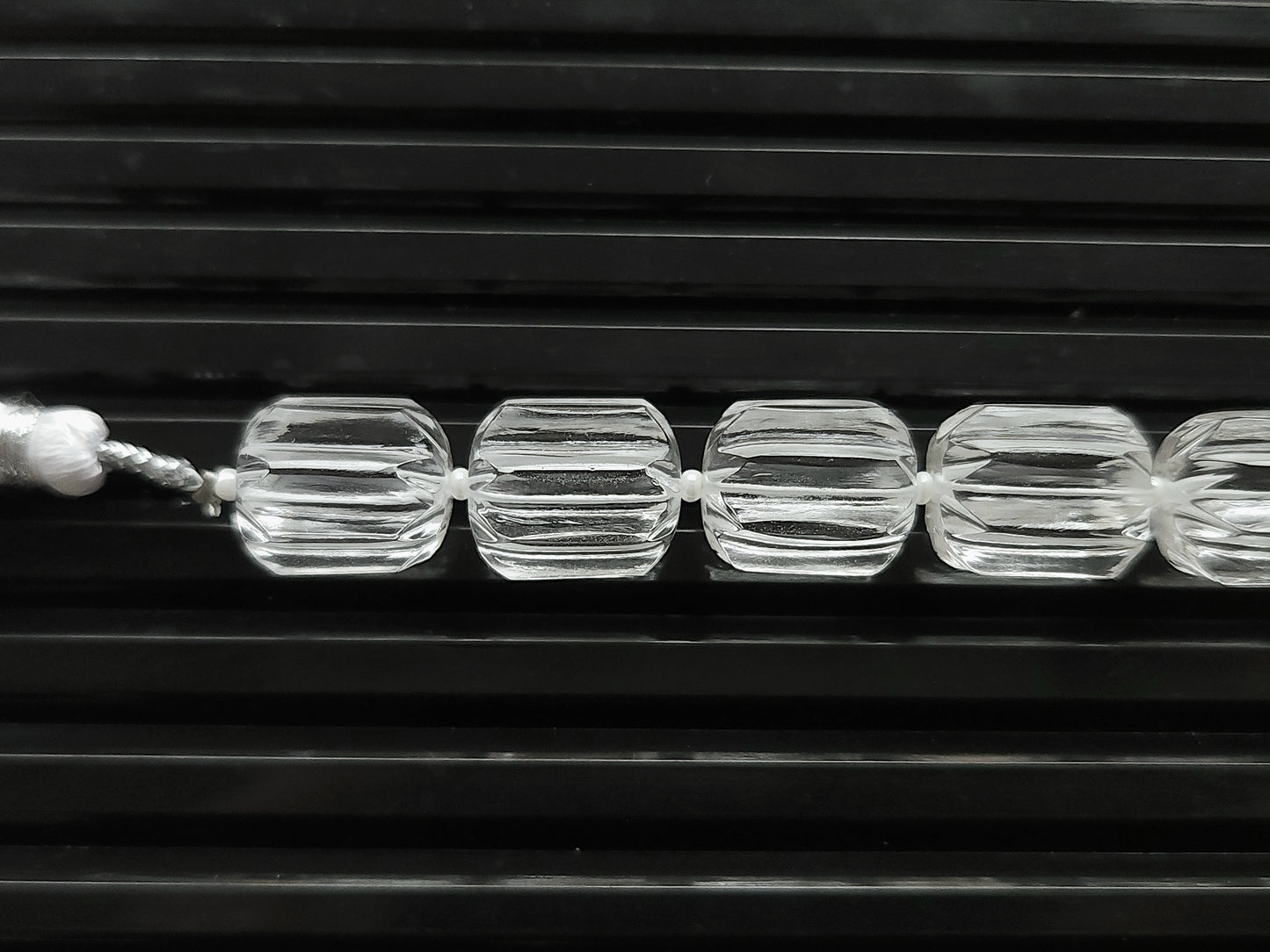 Natural Crystal Quartz Carved Barrel Beads