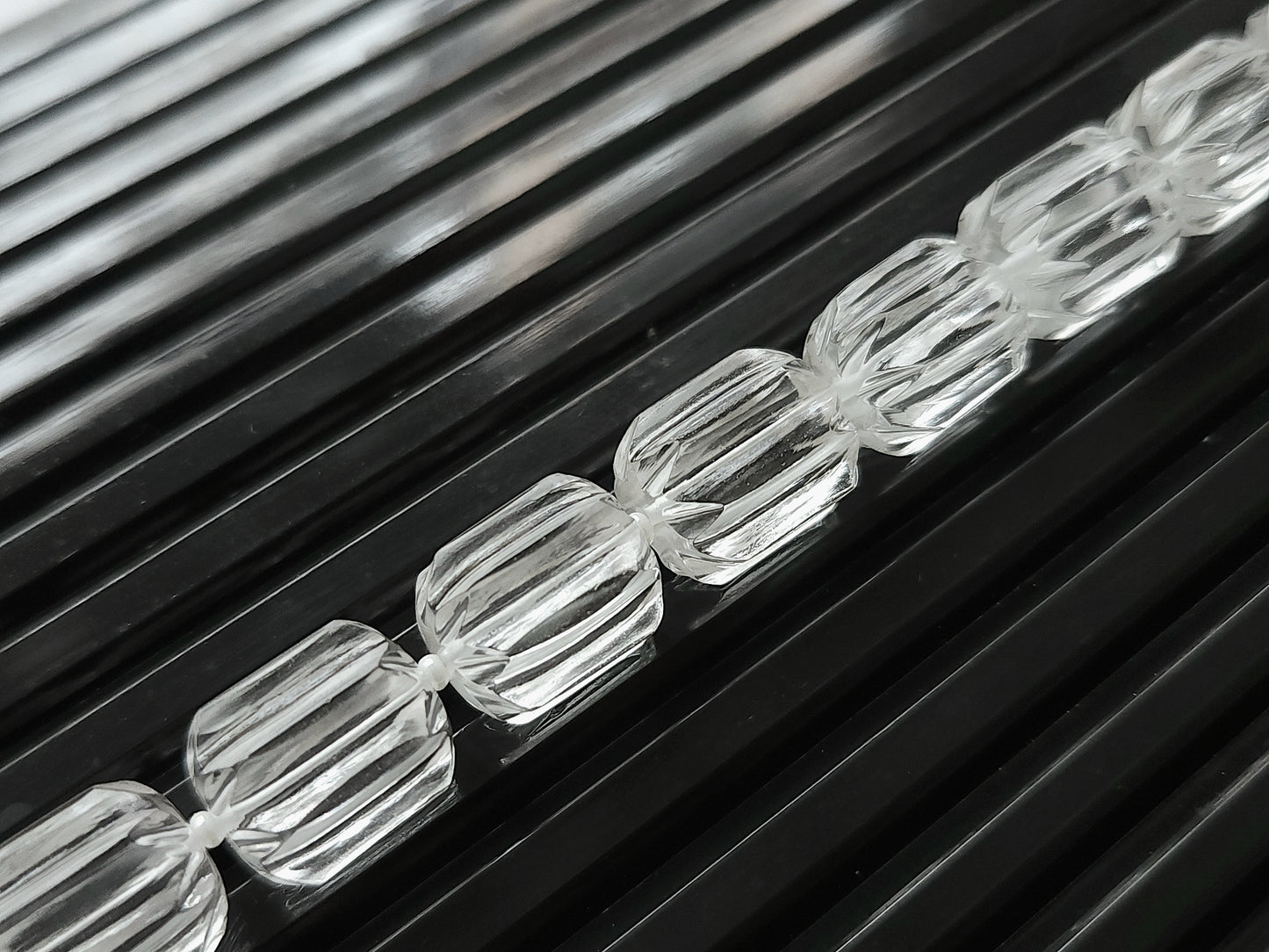 Natural Crystal Quartz Carved Barrel Beads