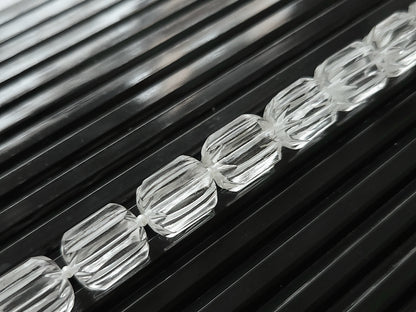 Natural Crystal Quartz Carved Barrel Beads