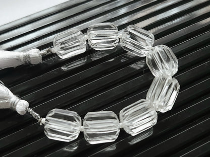 Natural Crystal Quartz Carved Barrel Beads