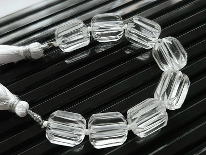 Natural Crystal Quartz Carved Barrel Beads