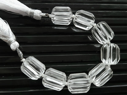 Natural Crystal Quartz Carved Barrel Beads