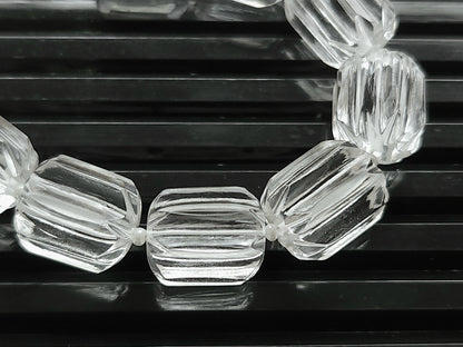 Natural Crystal Quartz Carved Barrel Beads