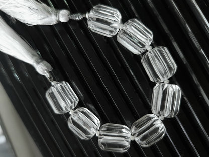 Natural Crystal Quartz Carved Barrel Beads