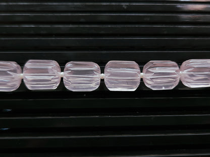 Natural Rose Quartz Carved Barrel Beads