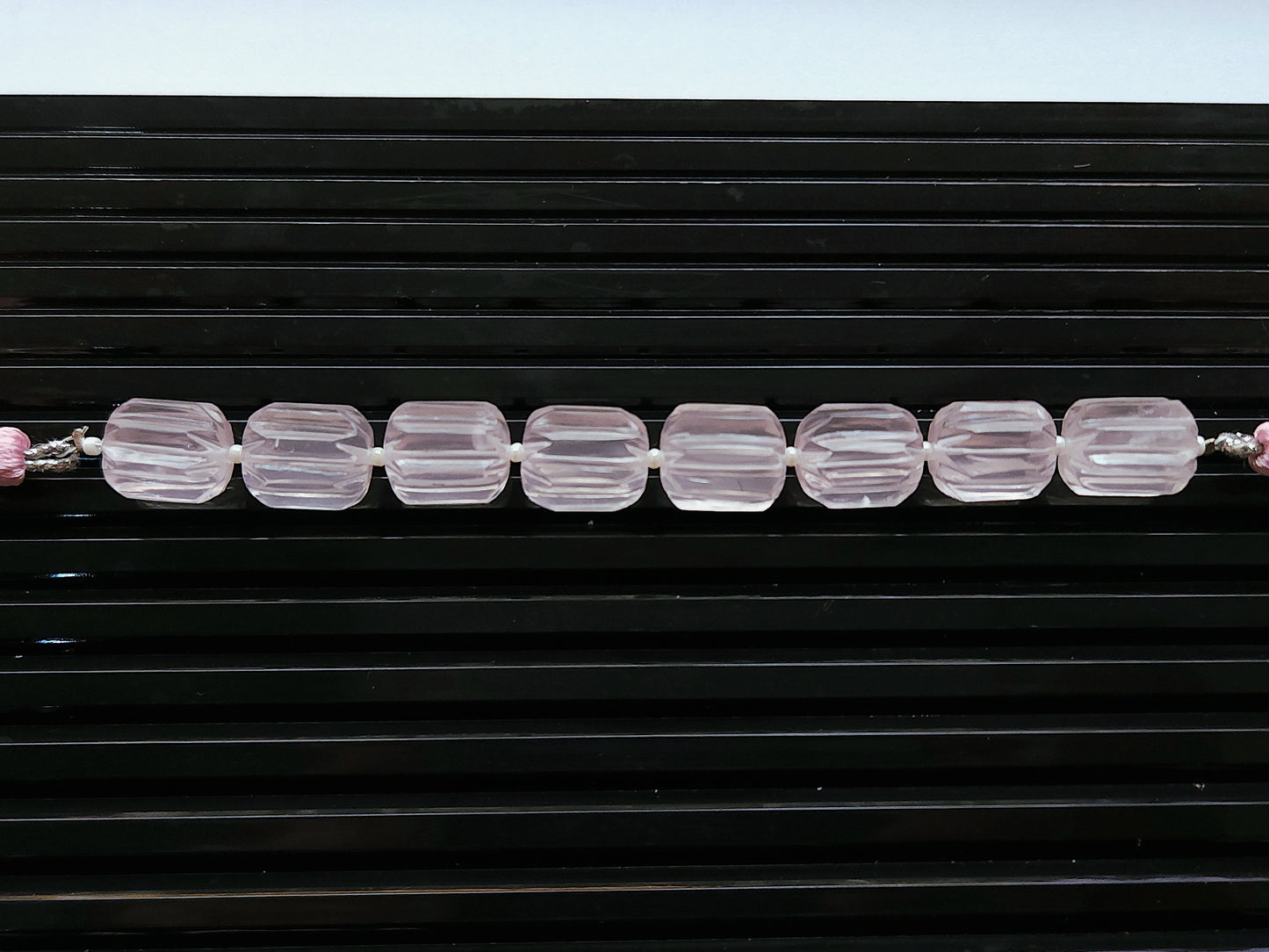 Natural Rose Quartz Carved Barrel Beads