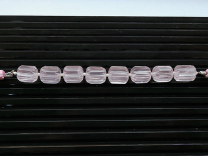 Natural Rose Quartz Carved Barrel Beads
