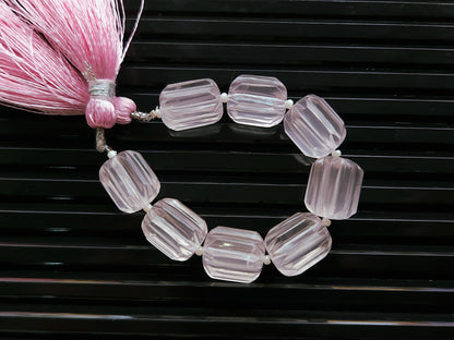 Natural Rose Quartz Carved Barrel Beads