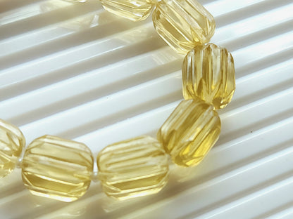 Natural Beer Quartz Carved Barrel Beads