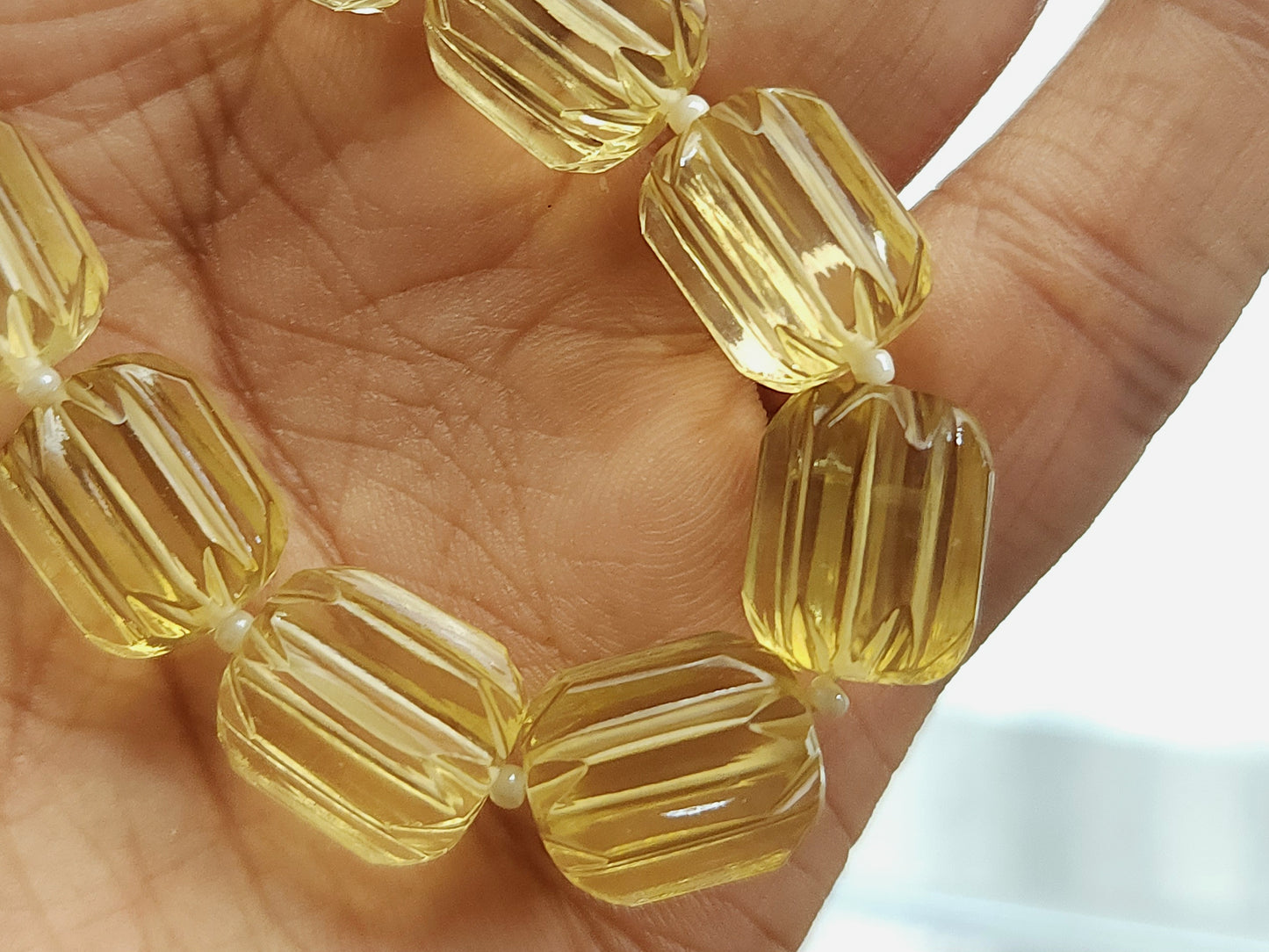 Natural Beer Quartz Carved Barrel Beads
