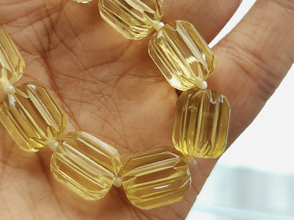 Natural Beer Quartz Carved Barrel Beads