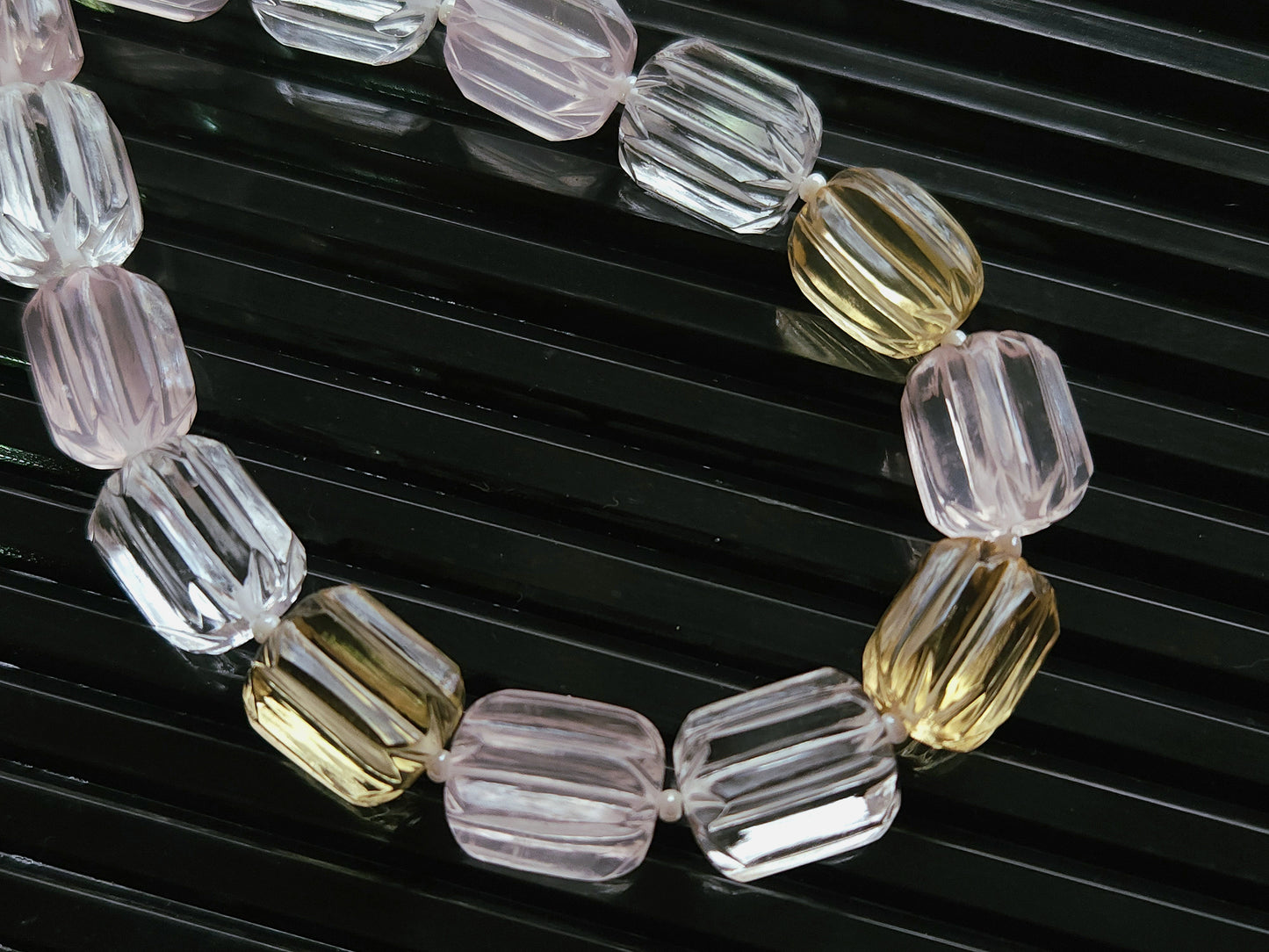 Natural Mix Quartz Carved Barrel Beads | Rose , Beer & Crystal Quartz