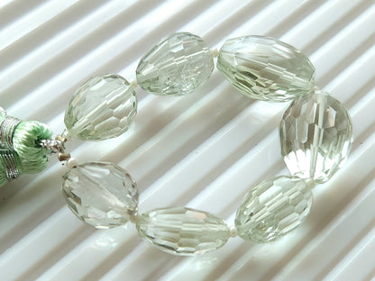 Natural Green Amethyst Concave Cut Oval Beads