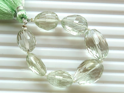 Natural Green Amethyst Concave Cut Oval Beads