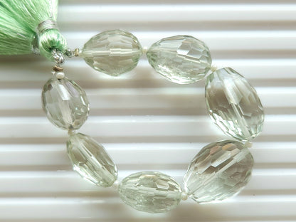 Natural Green Amethyst Concave Cut Oval Beads