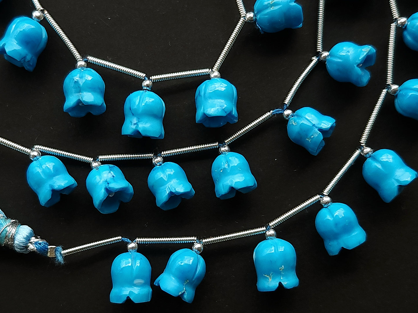 Turquoise flower carving Lily of the valley shape beads