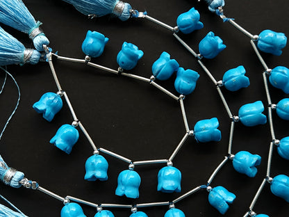 Turquoise flower carving Lily of the valley shape beads