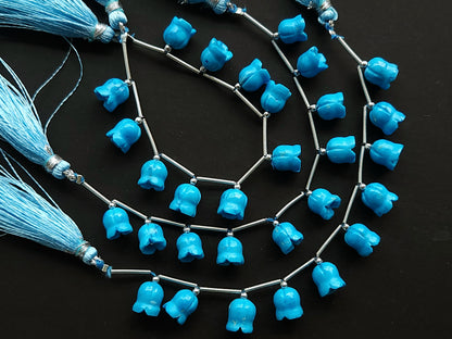 Turquoise flower carving Lily of the valley shape beads