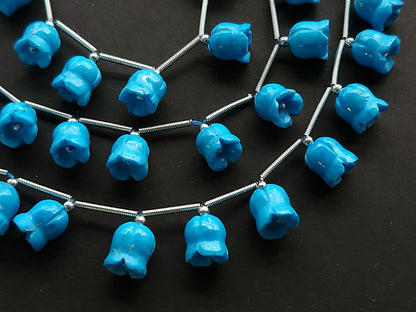 Turquoise flower carving Lily of the valley shape beads