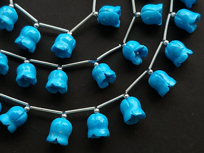 Turquoise flower carving Lily of the valley shape beads