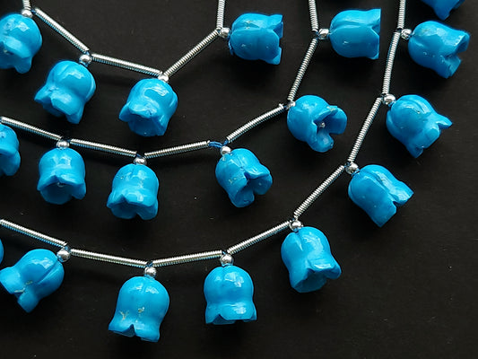Turquoise flower carving Lily of the valley shape beads