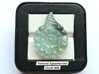 Natural Aquamarine Sea Shell Carving