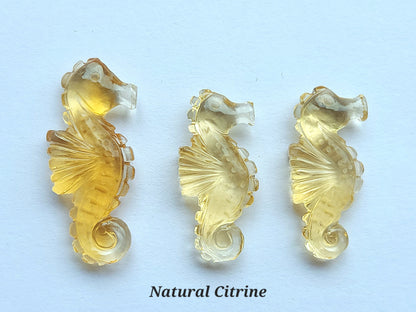 Natural Citrine Carved Sea Horse | Fish Carvings | Matching Pair
