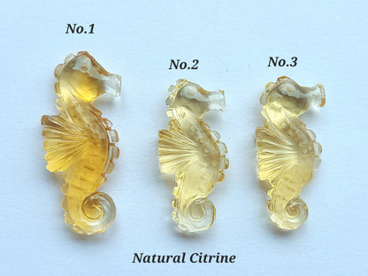 Natural Citrine Carved Sea Horse | Fish Carvings | Matching Pair