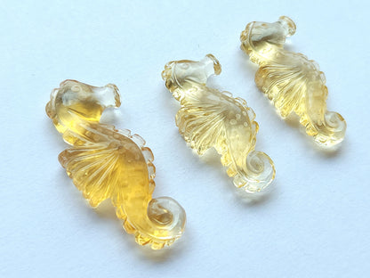 Natural Citrine Carved Sea Horse | Fish Carvings | Matching Pair