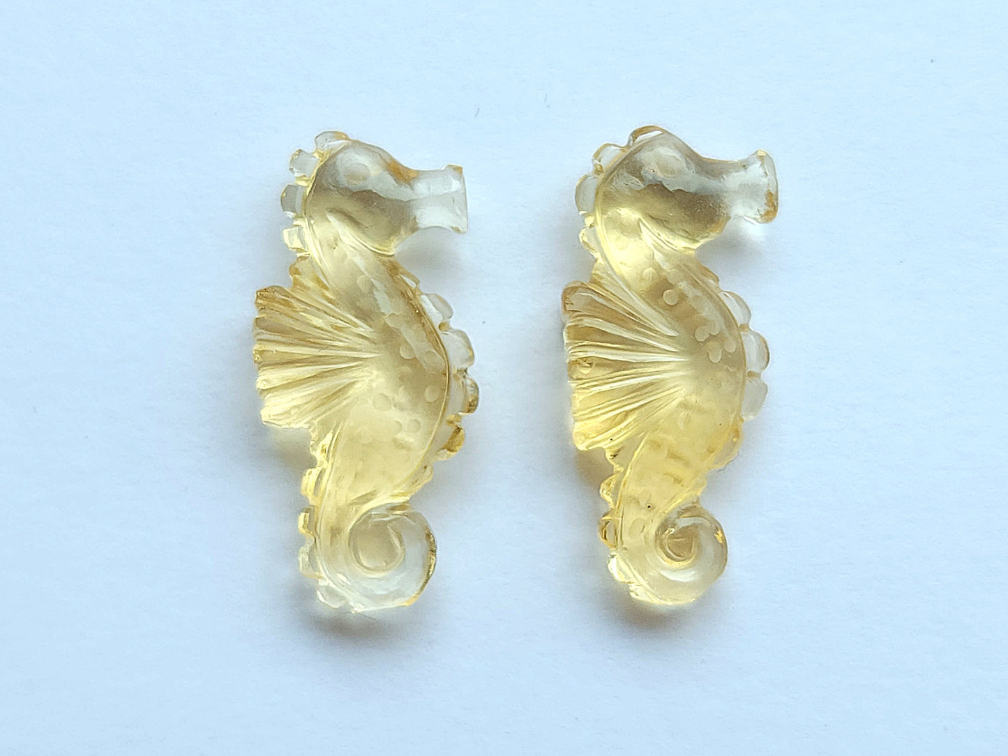 Natural Citrine Carved Sea Horse | Fish Carvings | Matching Pair