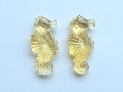 Natural Citrine Carved Sea Horse | Fish Carvings | Matching Pair