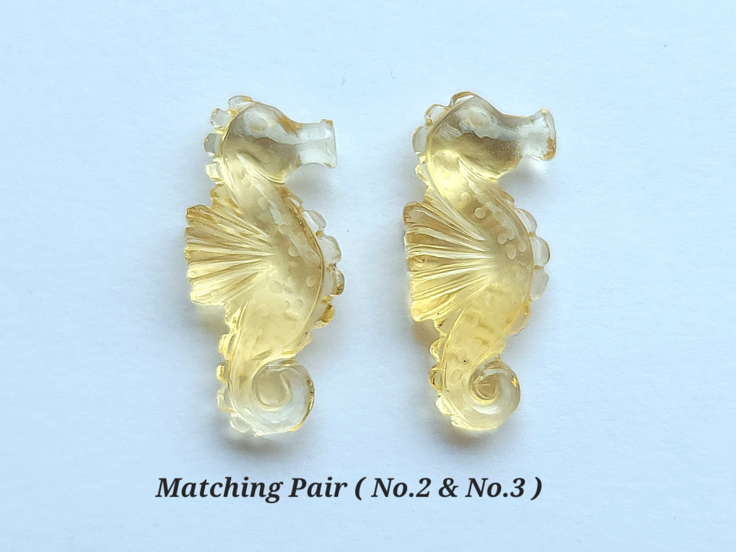 Natural Citrine Carved Sea Horse | Fish Carvings | Matching Pair