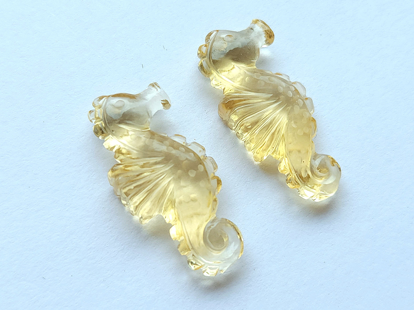 Natural Citrine Carved Sea Horse | Fish Carvings | Matching Pair