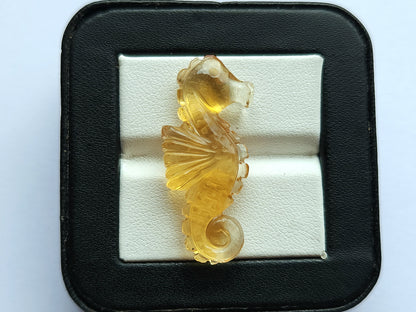 Natural Citrine Carved Sea Horse | Fish Carvings | Matching Pair
