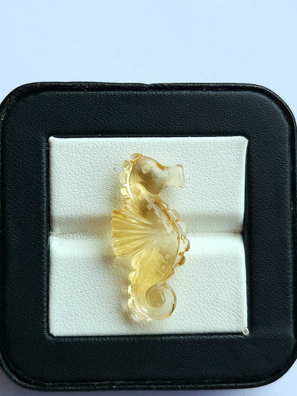 Natural Citrine Carved Sea Horse | Fish Carvings | Matching Pair