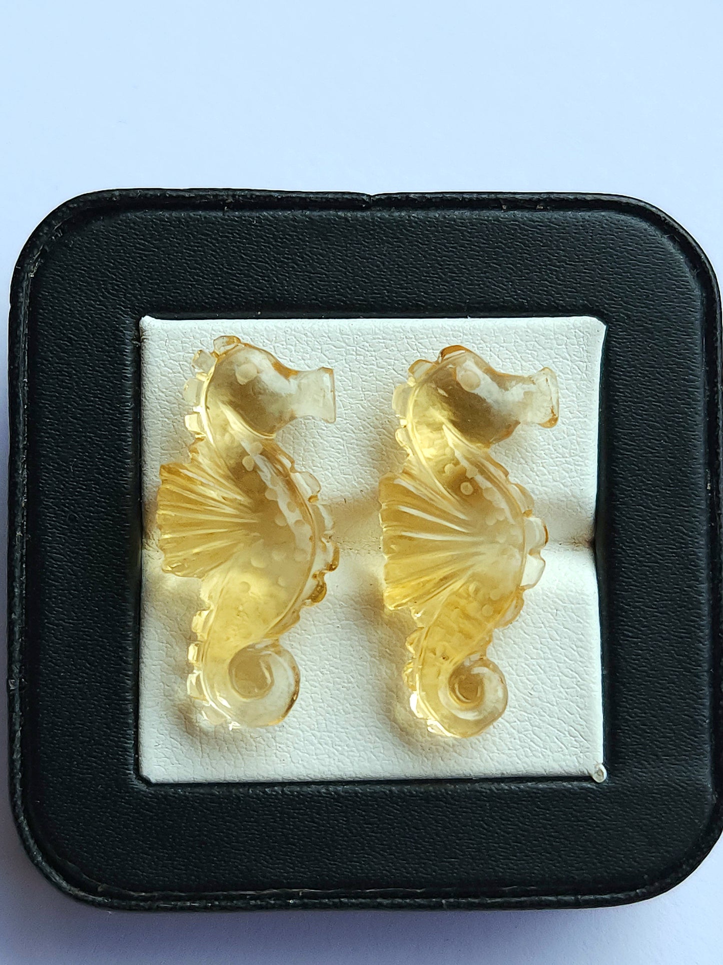 Natural Citrine Carved Sea Horse | Fish Carvings | Matching Pair