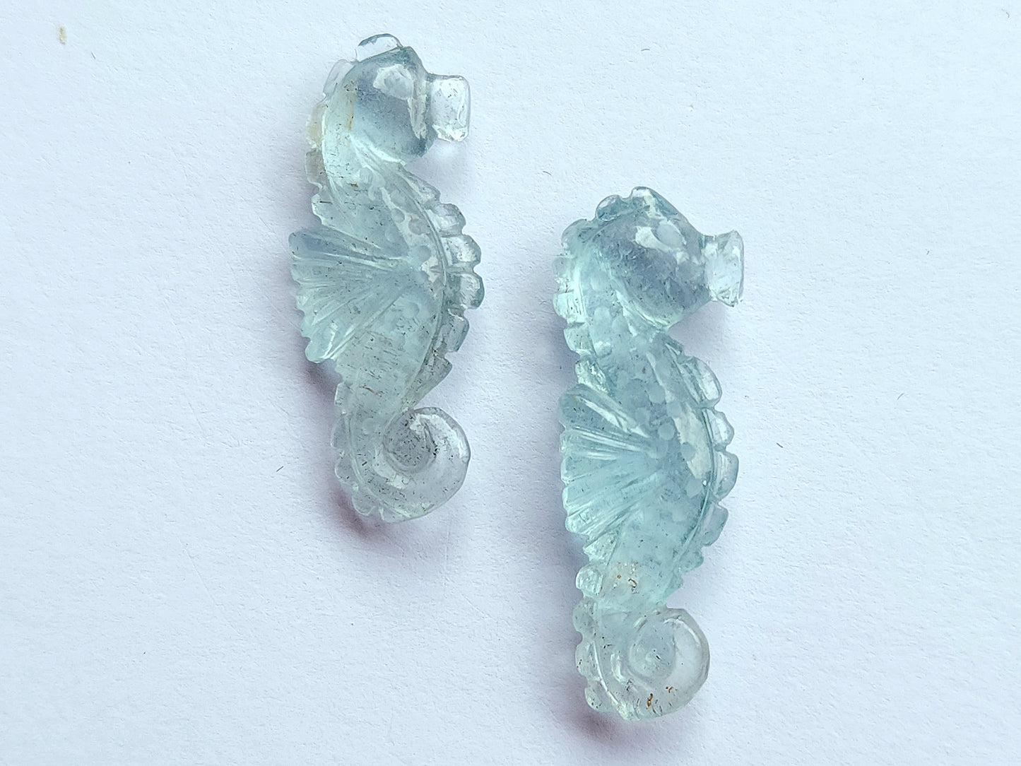 Natural Aquamarine Carved Sea Horse | Gemstone Fish Carvings