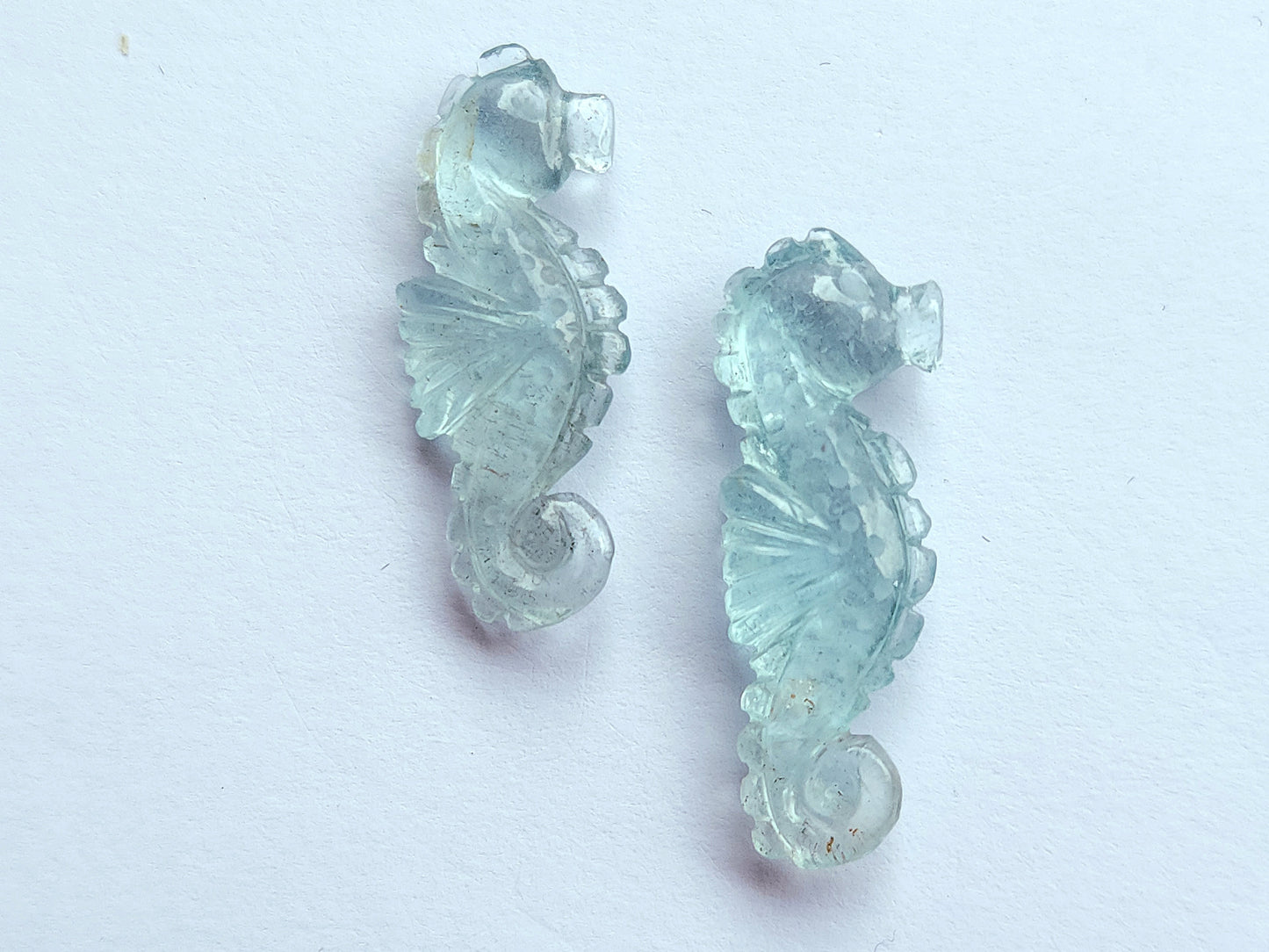 Natural Aquamarine Carved Sea Horse | Gemstone Fish Carvings