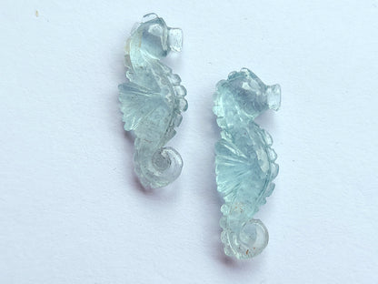Natural Aquamarine Carved Sea Horse | Gemstone Fish Carvings