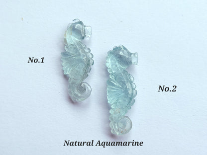 Natural Aquamarine Carved Sea Horse | Gemstone Fish Carvings