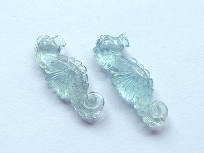 Natural Aquamarine Carved Sea Horse | Gemstone Fish Carvings