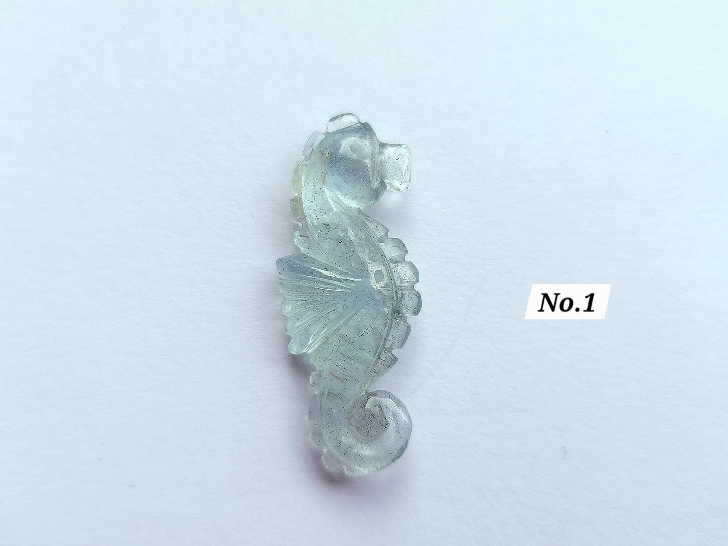 Natural Aquamarine Carved Sea Horse | Gemstone Fish Carvings