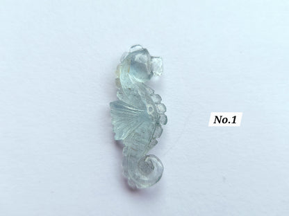 Natural Aquamarine Carved Sea Horse | Gemstone Fish Carvings